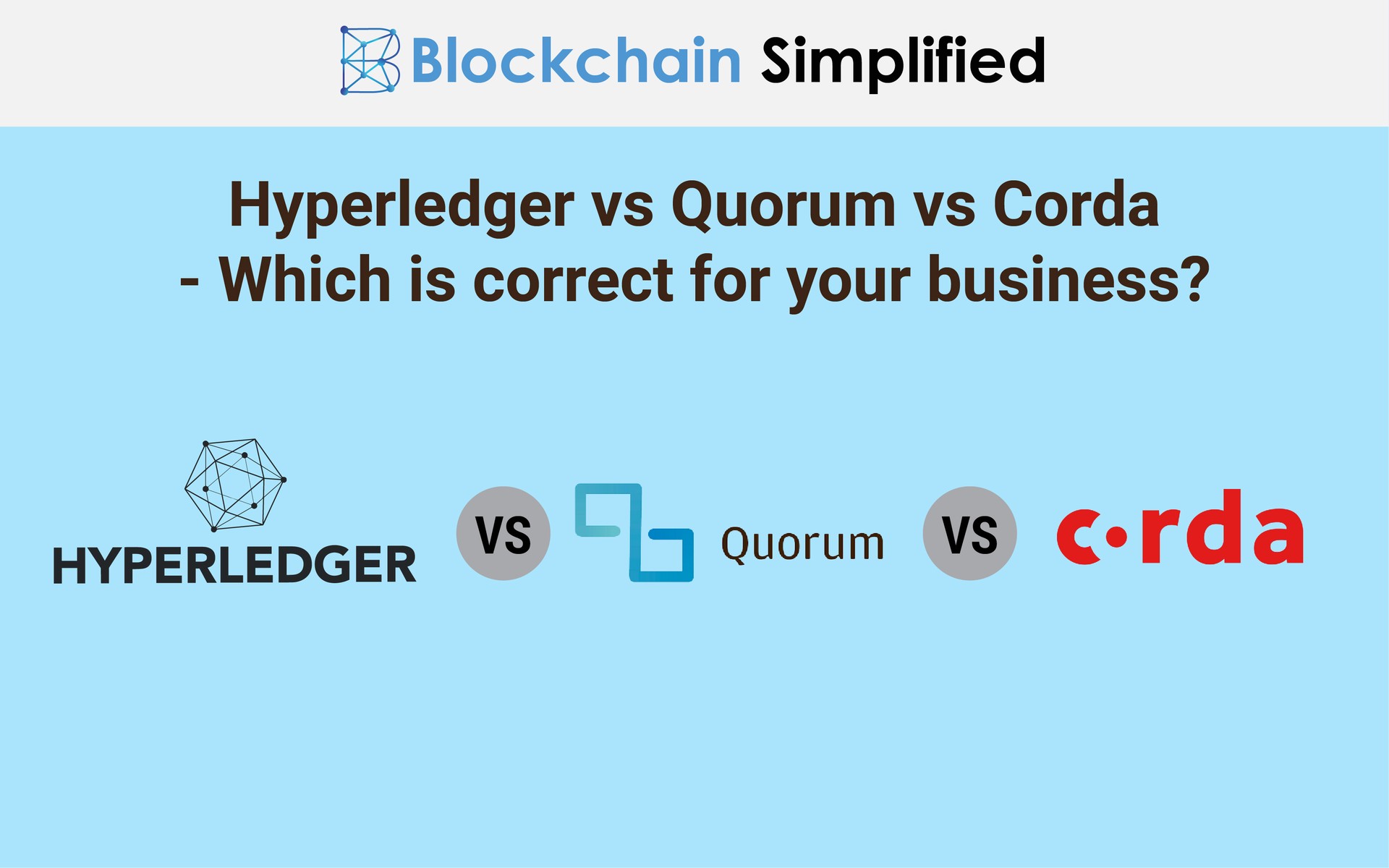 Hyperledger vs Quorum vs Corda main